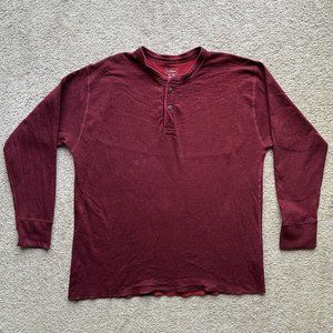 LL Bean Sweater Mens 2XL Reg Wool Blend 1/4 Button Crewneck Long Sleeve Red